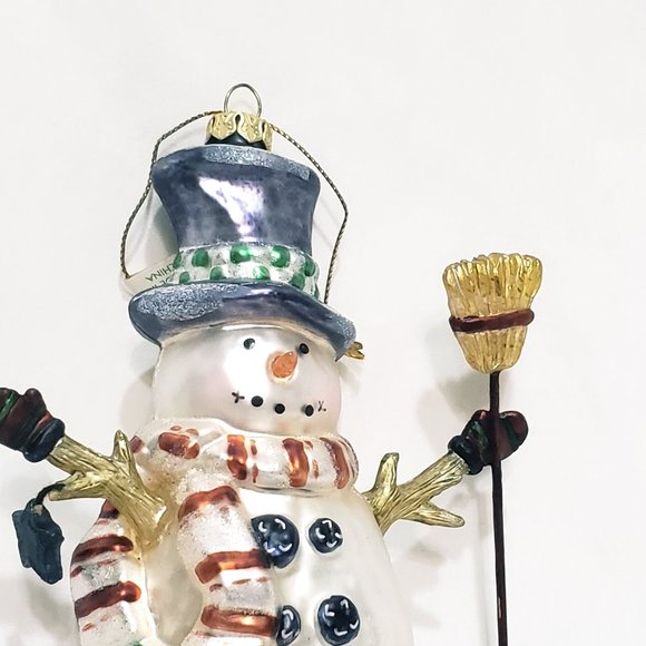 Snowman Holding Broom Ornament Old World Glass by Peschka 5 1/2" Christmas Star - Picture 3 of 9
